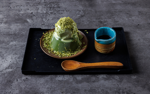宇治抹茶の濃厚抹茶プリン～アイス乗せ～